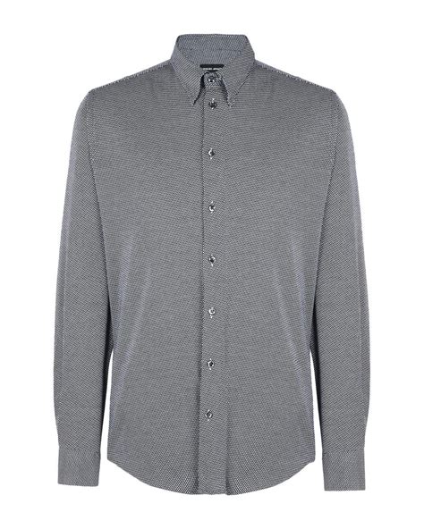 Giorgio Armani Cotton Shirt In Grey Gray For Men Lyst