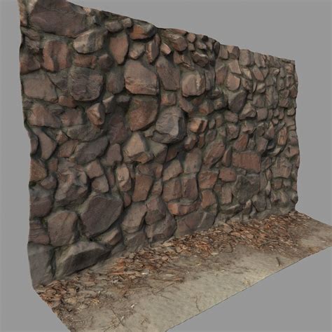 3d Model Stone Wall Vr Ar Low Poly Cgtrader