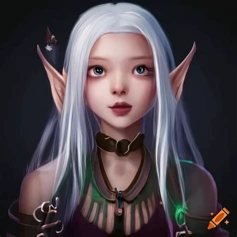 Cute Elf Girl With White Hair On Craiyon