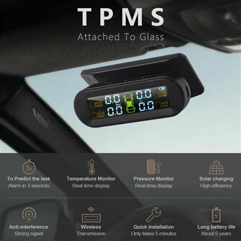 Solar Drahtlose Usb Tpms Auto Reifendruck Monitor System Hd Lcd