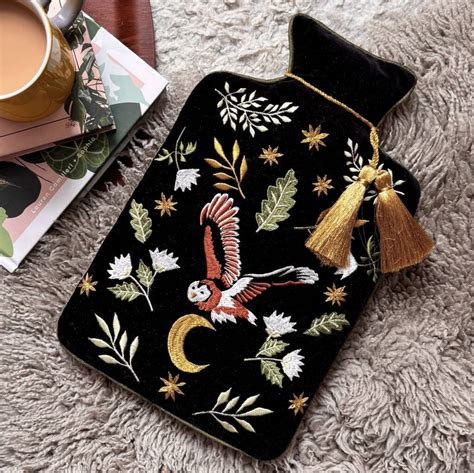 Luxury Embroidered Secret Garden Owl Hot Water Bottle By The Best Room