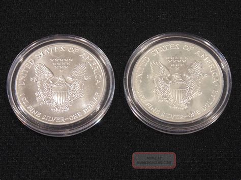 Two Brilliant Uncirculated American Eagle Silver Dollars