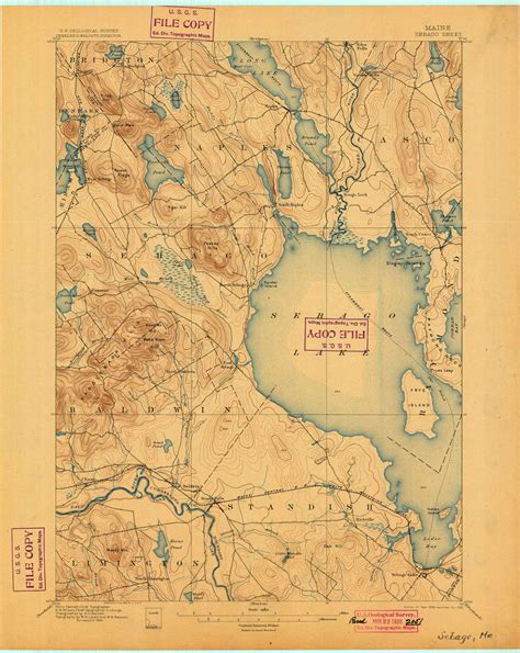 Sebago Lake Maine 1896 1900 USGS Old Topo Map Reprint 15x15 ME Quad