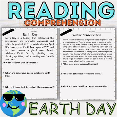 Earth Day Reading Comprehension Spring Reading Passages Close Reading