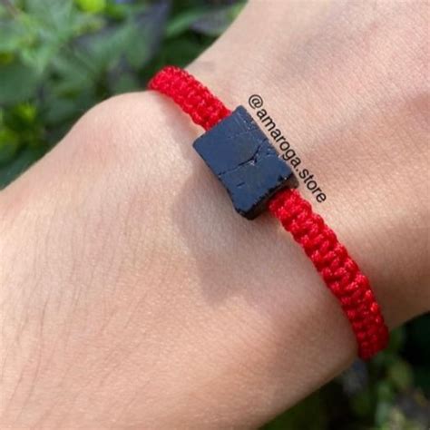 Pulsera Turmalina Negra En Bruto Tejida Amaroga