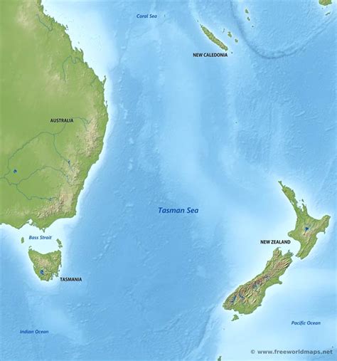 Tasman Sea map - by Freeworldmaps.net