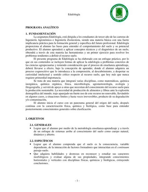 Pdf Programa Anal Tico Fundamentaci N Facultad De El