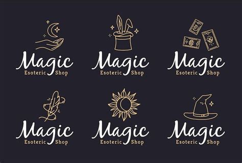 Logotipos mágicos en estilo doodle para una tienda esotérica Vector