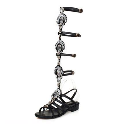 Black Rhinestone Beaded Fashion Gladiator Sandals On Luulla