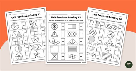 Label The Unit Fraction Worksheets Teach Starter