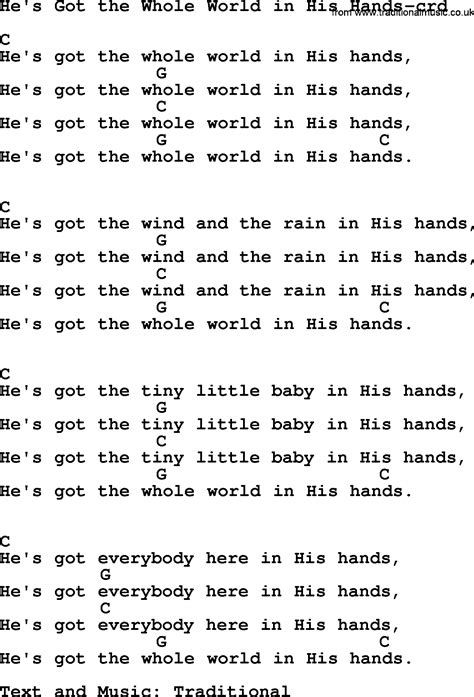 Top 500 Hymn Hes Got The Whole World In His Hands Lyrics Chords