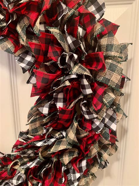 Christmas Buffalo Plaid Ribbon Wreath Etsy