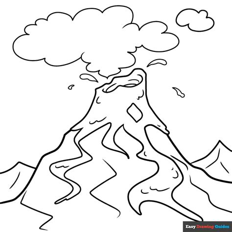 Cartoon Volcano Coloring Page | Easy Drawing Guides