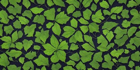 Premium AI Image | A pattern with green leaves on a dark background.