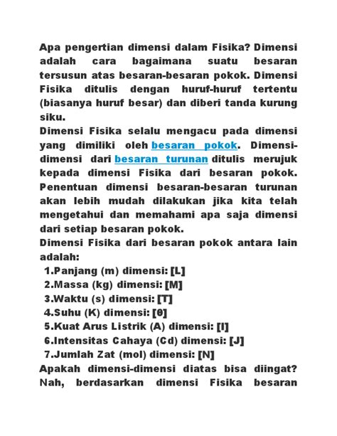 Pdf Apa Pengertian Dimensi Dalam Fisika