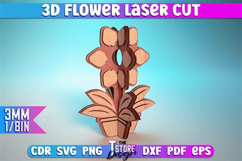 3D Flower Laser Cut SVG Flower SVG Graphic By The T Store Design