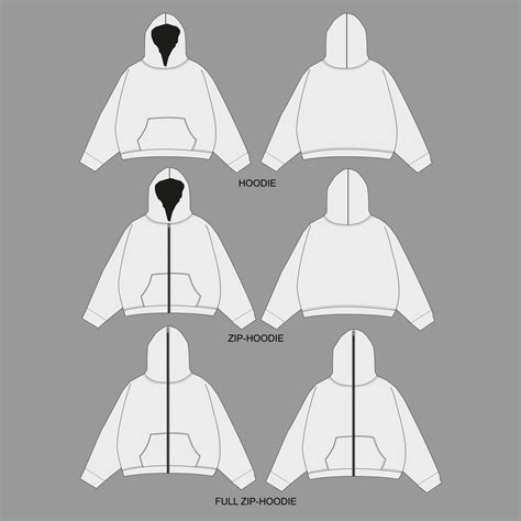 Set of Hoodie design. Hoodie Mockup. Vector Apparel Mockup Collection ...