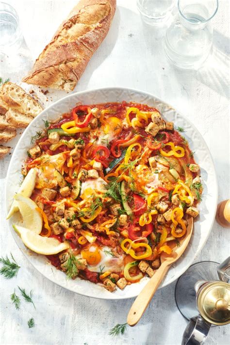 Shakshuka Met Venkel Tomaat Ei En Krokant Blokjes Tofu Shakshuka