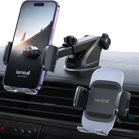 Amazon.com: Lamicall Phone Holder for Car - [Military-Grade Suction Cup] Upgraded 3 in 1 Wider ...