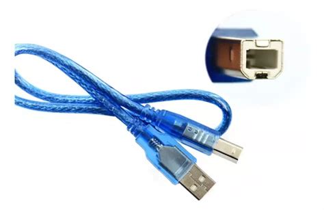 Cabo Usb Padrão A b 30 Cm Azul Para Arduino Uno Mega