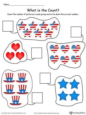 FREE 4th Of July Count And Write The Number In Color Holiday