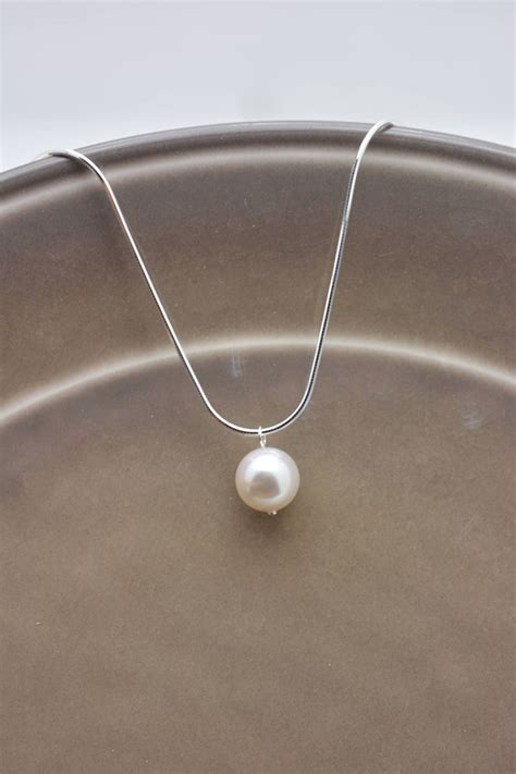 One Pearl Necklace Single Pearl Pendant On Sterling Silver Etsy