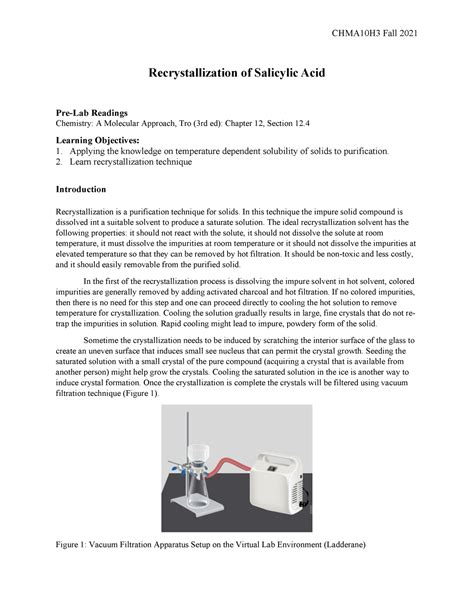 Recrystallization Virtual 2021 Fall Semester Lab Recrystallization