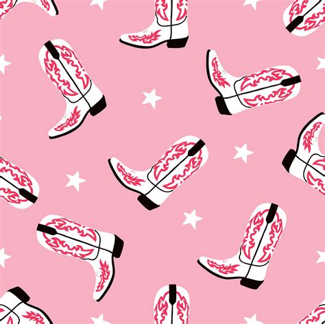 Seamless pattern with cowboy boots and stars. Western style. Vector