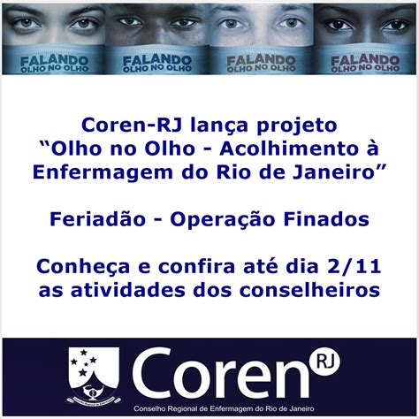 Feriad O Coren Rj Lan A Projeto Olho No Olho Acolhimento