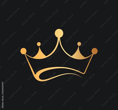 Queens Or Kings Crown Vector Logo Golden Corona Logotype On Dark