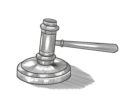 Premium Vector Gavel For Justice Vintage Engraving Drawing Style