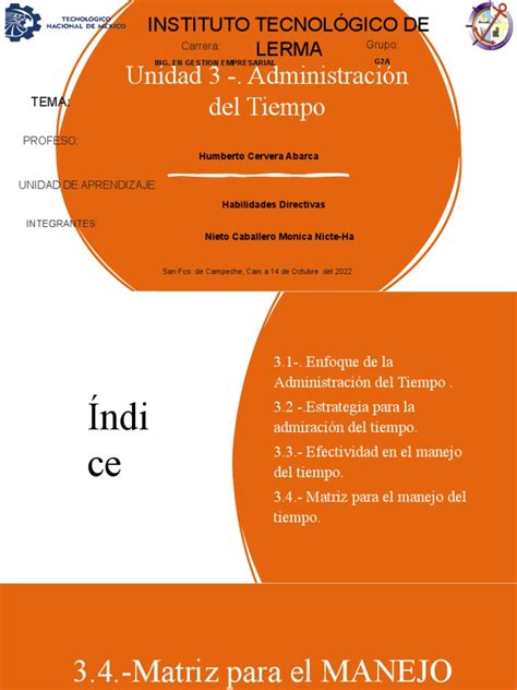 3 4 Matriz Para El Manejo Del Tiempo Pdf