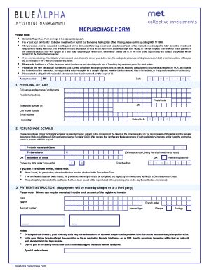 Fillable Online Bluebaycapital Co REPURCHASE FORM