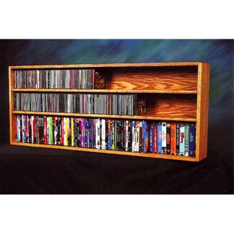 Wood Shed 312 4 W Solid Oak Wall Or Shelf Mount For Cd And Dvd Vhs Tape