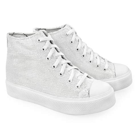 Men's White Sequined High-Top iiJin Tennis Shoes - Men's Shoes | Lazaro ...