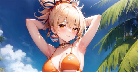 原神 Yoimiya 宵宮 Beach Bikini 4k Creation Aiのイラスト Pixiv