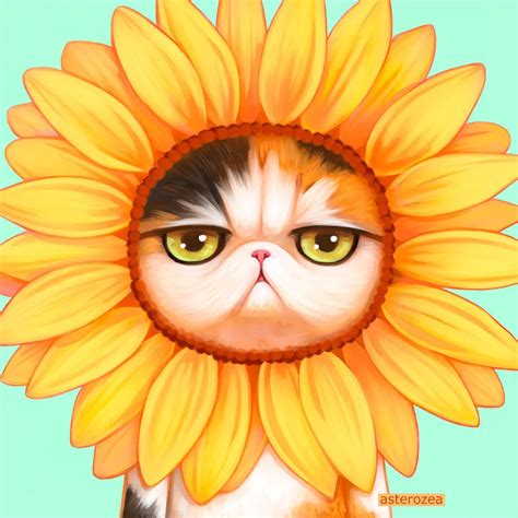 Sunflower Cartoon Clipart Cats