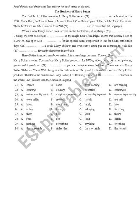 Cloze Test Esl Worksheet By Chitran