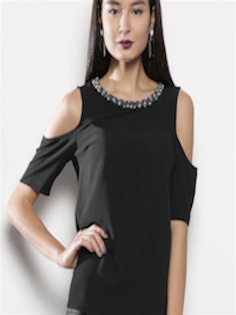 Buy Dorothy Perkins Women Black Solid Cold Shoulder A Line Top Tops For Women 2284052 Myntra