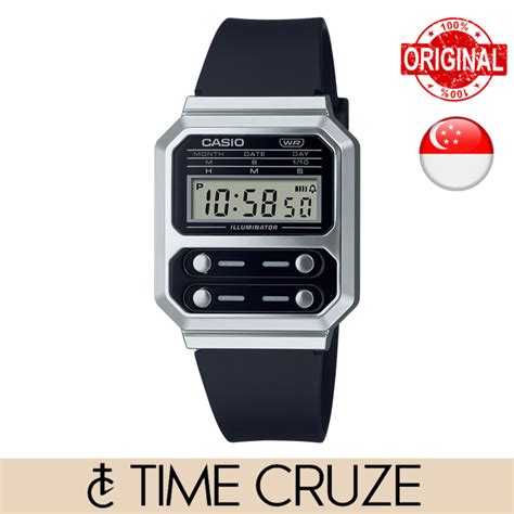 Time Cruze Casio A Vintage Style Black Resin Digital Unisex Watch