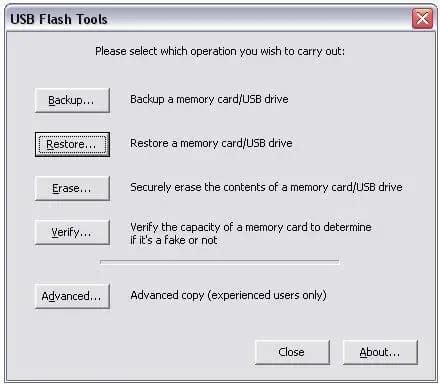 Usb Flash Tools Format Backup Restore Verify Drives