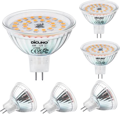 DiCUNO Ampoule LED GU5 3 MR16 6W 12V LED équivalent à spot halogène