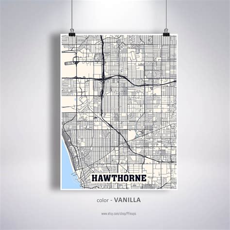 Hawthorne Map Print Hawthorne City Map California CA USA Map | Etsy