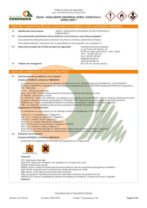 PDF Ficha De Datos De Seguridad De IQCSA DISOLVENTE Media