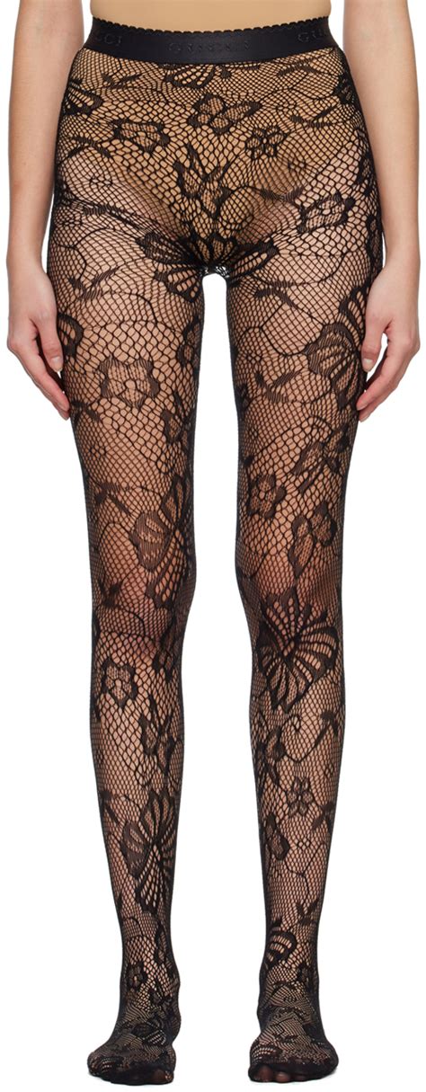 Gucci Black Butterfly Motif Tights Ssense