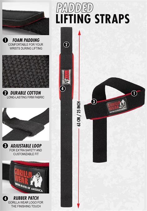 Padded Lifting Straps Black Gorilla Wear