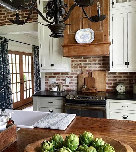 Love Love Love White Cabinets Brick And Wood Accents Kitchen Remodel