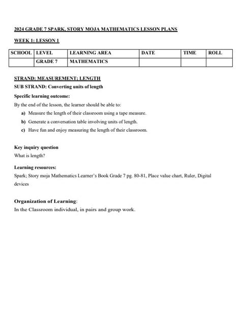 2024 Grade 7 Spark Story Moja Mathematics Lesson Plans Term 2 14017