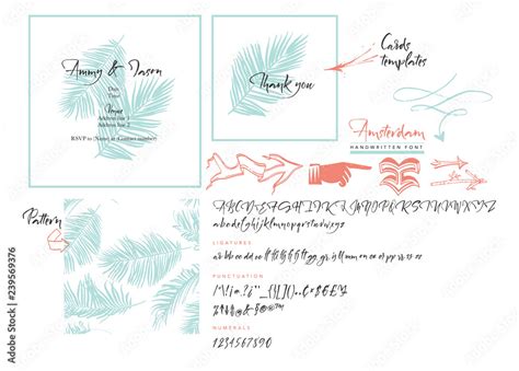 Handwritten brush font, wedding cards templates Stock Vector | Adobe Stock