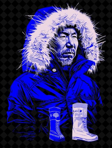 Portrait D Un Homme Inuit Portant Une Parka Et Des Bottes En Peau De